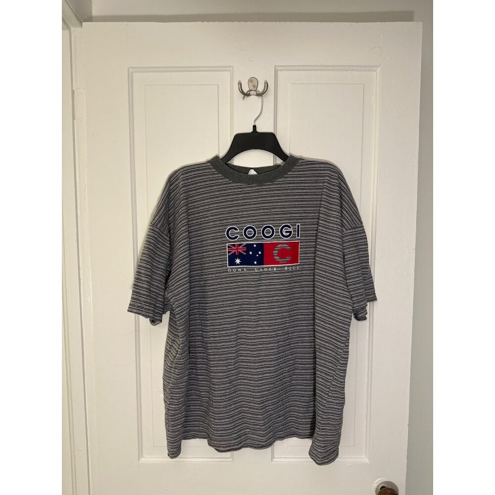 Coogi Down Under Blue Striped T-Shirt XXL 90% Cotton 10% Polyester Made In USA